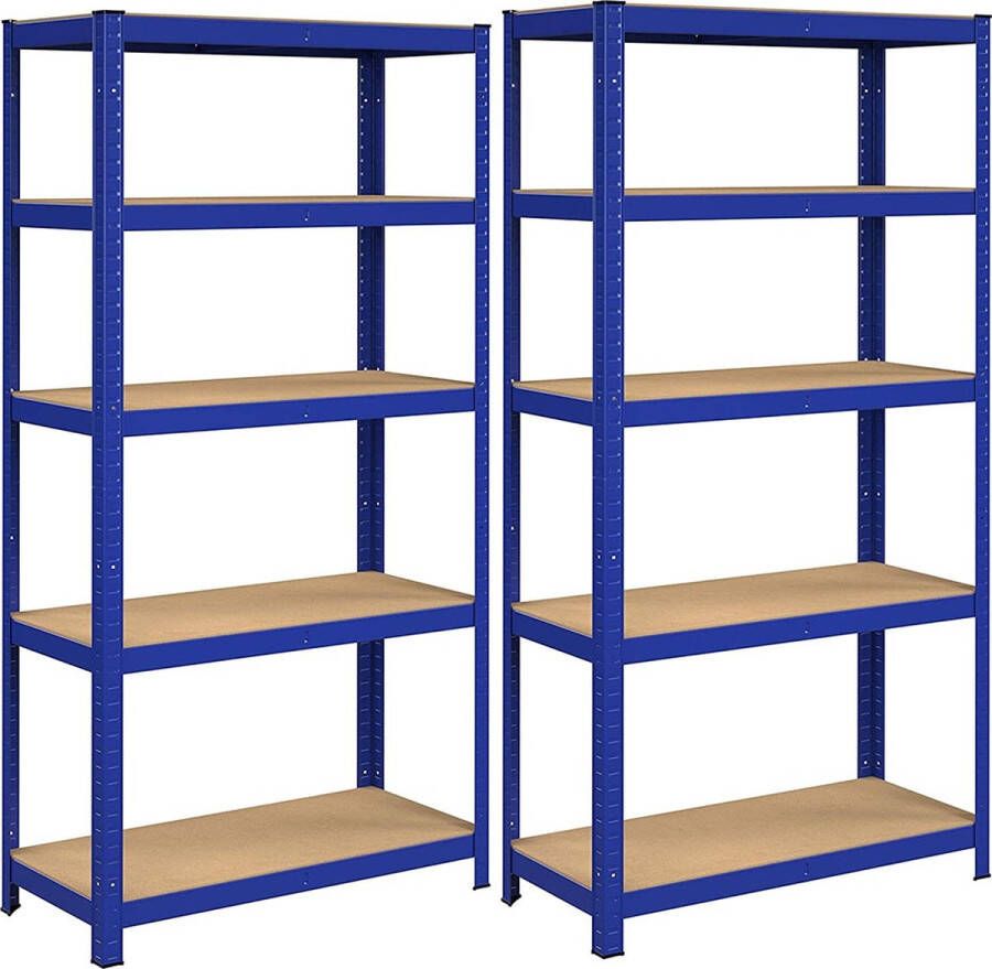 Songmics Set van 2 stellingkasten 180 cm hoog blauw Output: Blauwe 180 cm Hoge Set van 2 Stellingkasten