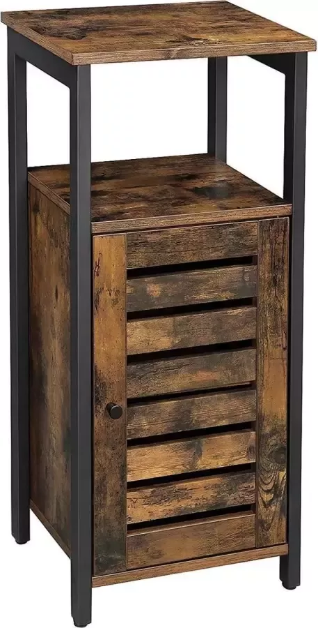 Songmics Smal Opbergkastje met Deur en Open Vak Rustiek Bruin