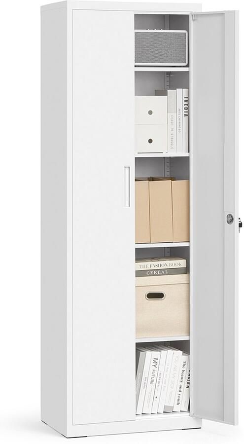 Songmics Archiefkast – Met 5 Niveaus – 40 x 60 x 180 cm – Mat Wit – Hoge Opbergkast