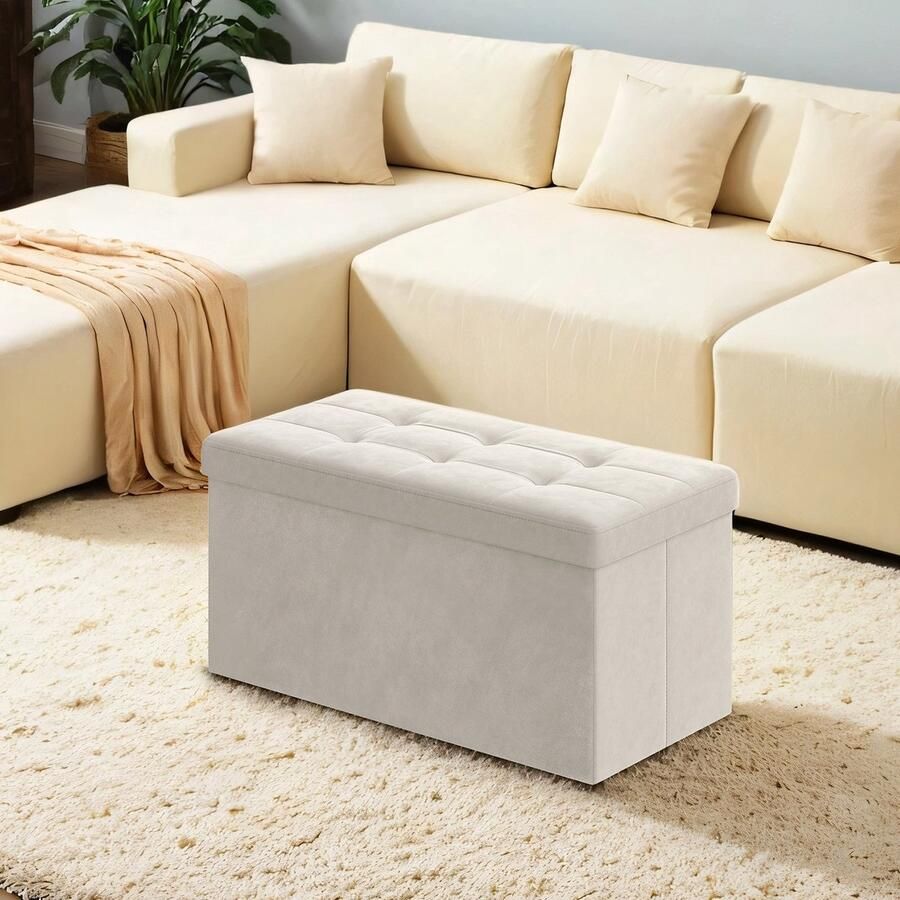 Songmics Bank – Met Opbergruimte – Fluweel – 38 x 76 x 38 cm – Elegant Design