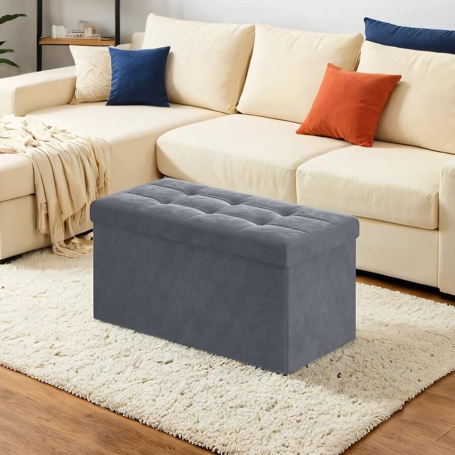 Songmics Bank – Met Opbergruimte – Fluweel – 38 x 76 x 38 cm – Luxe en Comfort