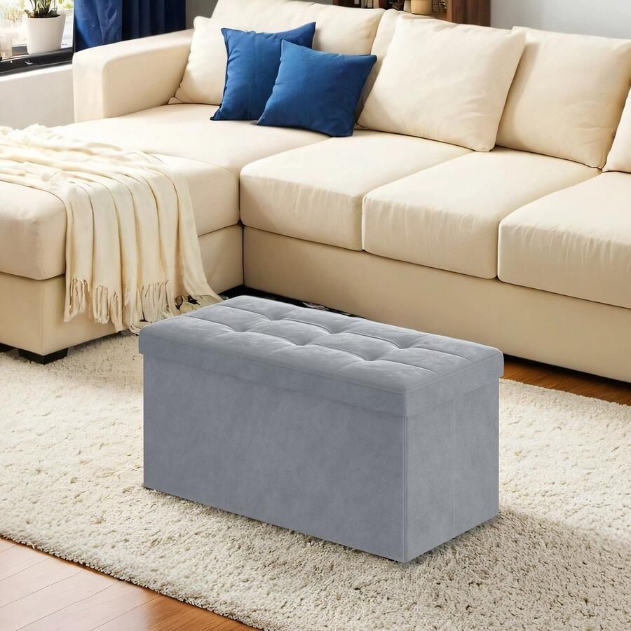 Songmics Bank – Met Opbergruimte – Fluweel – 38 x 76 x 38 cm – Zacht en Praktisch