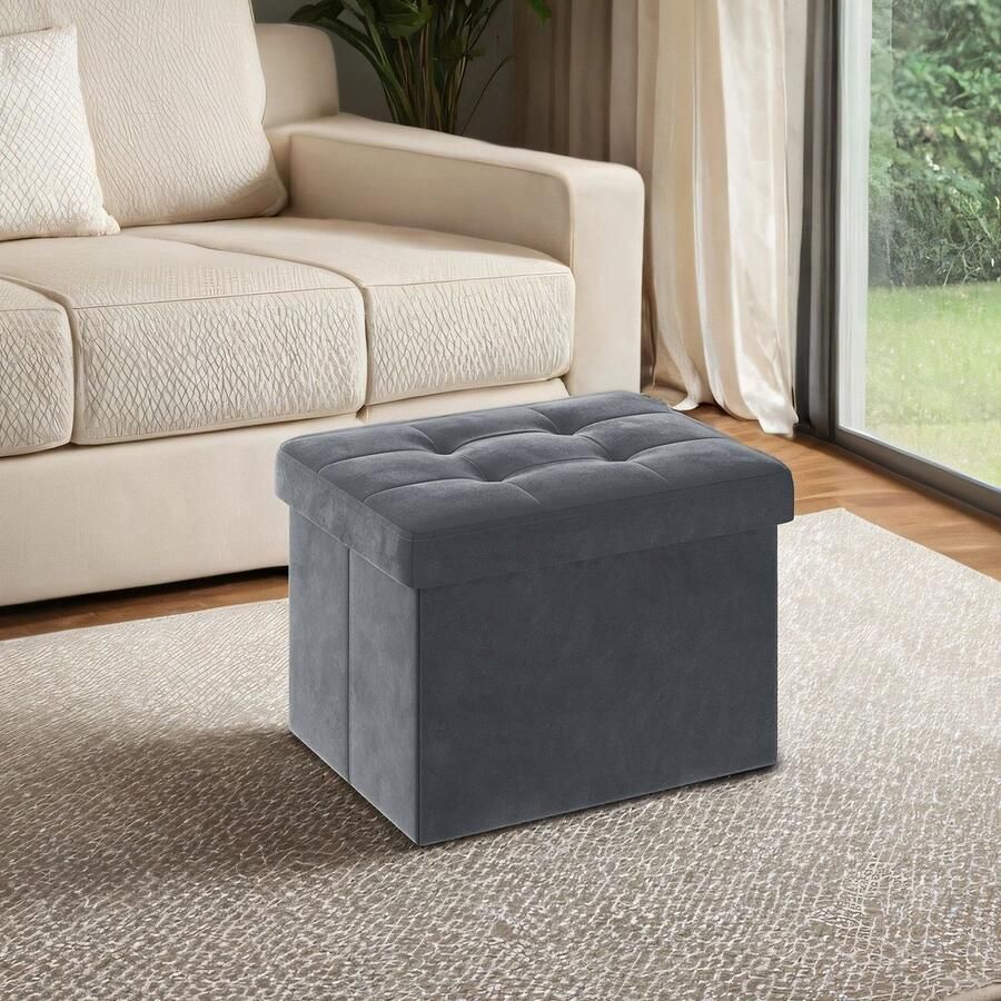 Songmics Bank – Met Opbergruimte – Fluweel – Opklapbare Zitkist – Met Deksel – Stijlvol