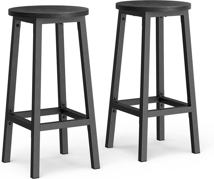 Songmics Barkruk – Set van 2 – Met Voetsteun – Metalen Frame – Comfortabele Barstoelen