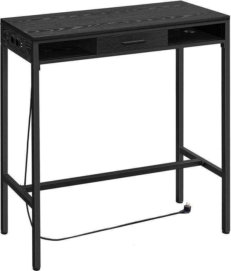 Songmics Bartafel – Met Laadstation – Met Lade – Ebbenhout Zwart – Functioneel Meubel