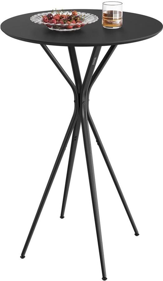 Songmics Bartafel – Met Metalen Frame – 60 x 60 x 105 cm – Inktzwart-Matzwart