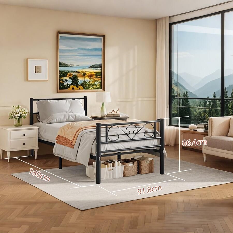 Songmics Bedframe – Eenpersoons – Logeerbed – Stevig en Praktisch