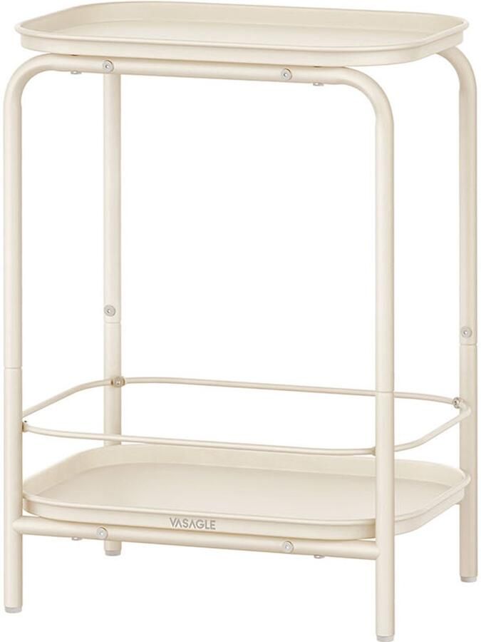 Songmics Bijzettafel – 2 Niveaus – Modern – Crèmewit – Licht en Fris