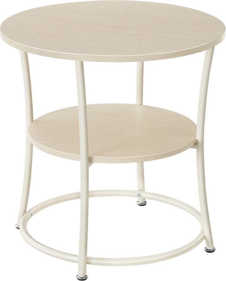 Songmics Bijzettafel – 2 Planken – Met Naturel Beige Frame – Industrieel Ontwerp