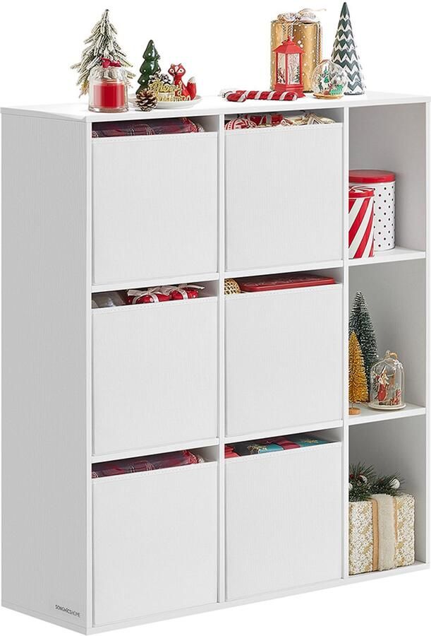 Songmics Boekenkast – 9 Vakken – 27 x 83 x 91 8 cm – Sneeuwwit – Veelzijdige Opberger