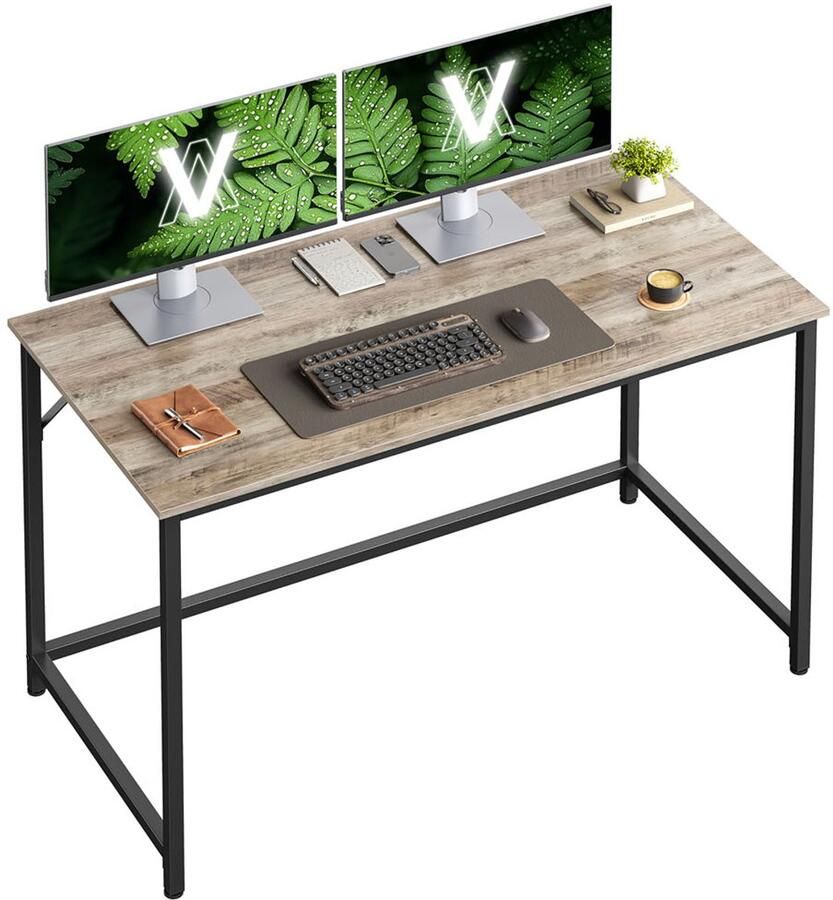 Songmics Bureau – Met Metalen Frame – 60 x 120 x 76 cm – Greige Gevlekt – Inktzwart – Robuust Bureau