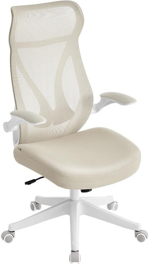 Songmics Bureaustoel – Cappuccino Beige – Met Rugsteun – Met Armsteunen