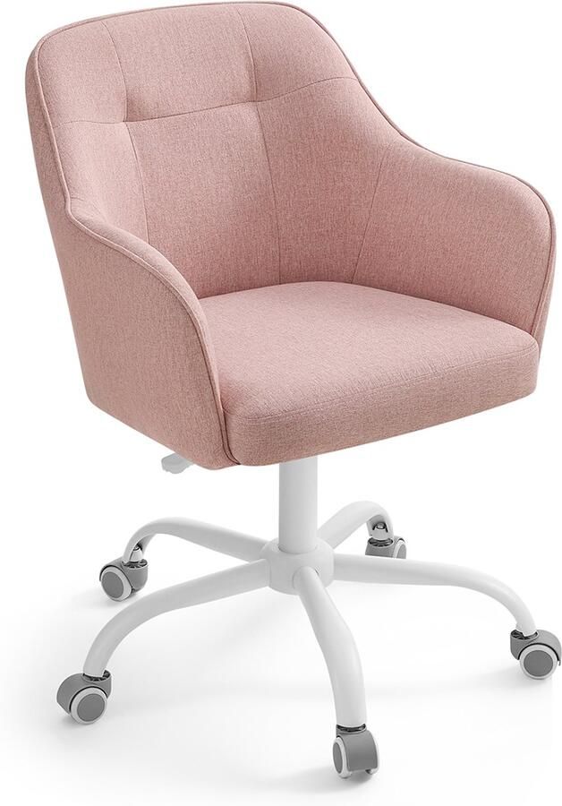 Songmics Bureaustoel – Thuis – In Hoogte Verstelbaar – Ademende Stof – Roze – Comfortabel en Stijlvol