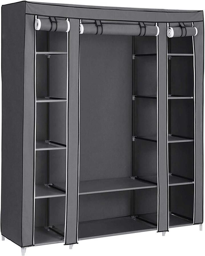 Songmics Draagbare garderobe opvouwbare kast grote capaciteit kleding opberger grijs