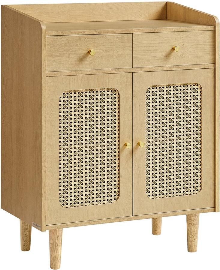 Songmics Dressoir – BOHOVEN Collectie – Met Rotanlook Deuren – Eikenbeige – Natuurlijke Stijl