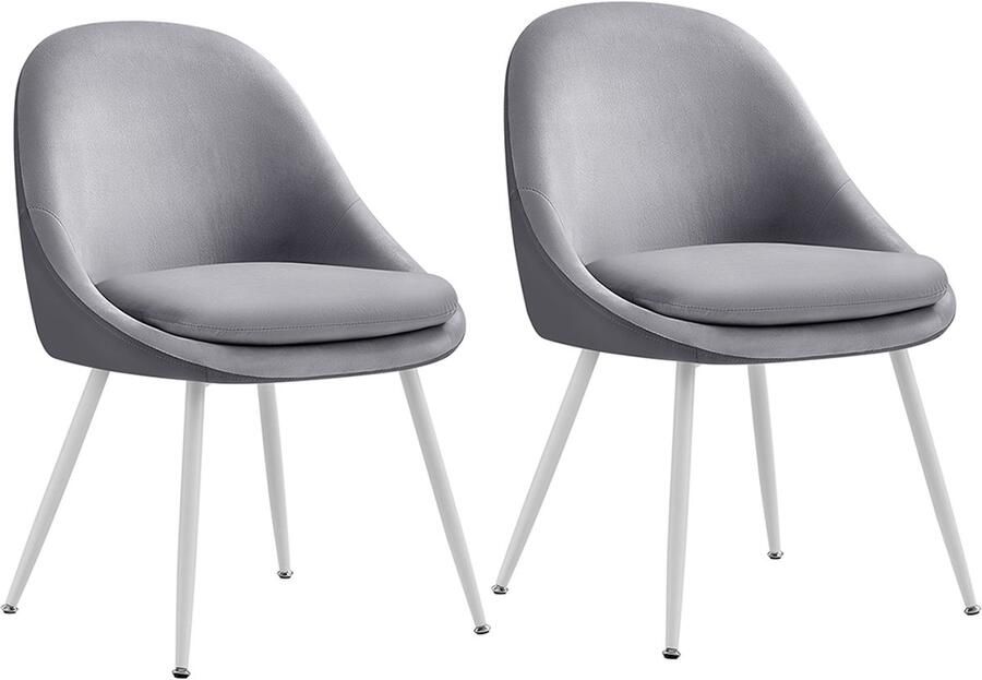 Songmics Eetkamerstoel – Set van 2 – Met Kussens – Duifgrijs-Wolkenwit – Elegante Stoelen