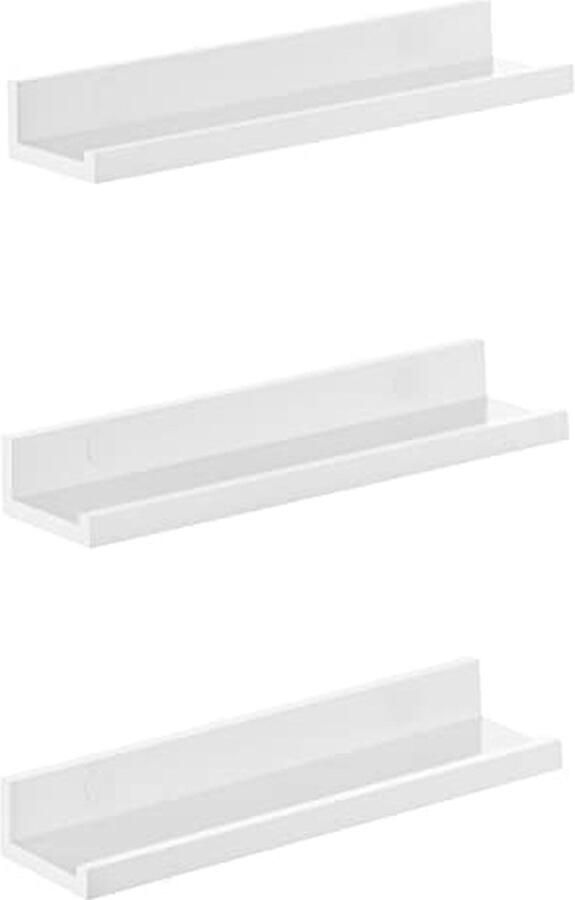Songmics EMOB Witte wandplankenset: Stijlvol Opberg en Decor 3 Planken 38x10 cm Duurzaam-MDF Eenvoudige Montage Wandplanken Wit; Hoogglans wit MDF Wandplanken Op voorraad