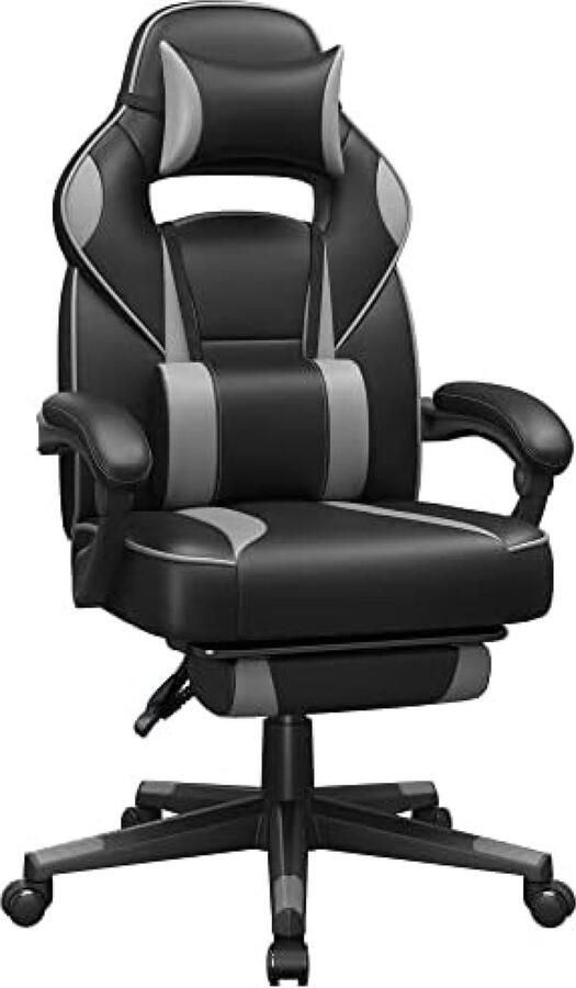 Songmics Ergonomische bureaustoel met voetsteun en hoofdsteun in hoogte verstelbaar Gaming chair in hoogte verstelbaar ergonomisch 90-135° kantelhoek tot 150 kg draagvermogen