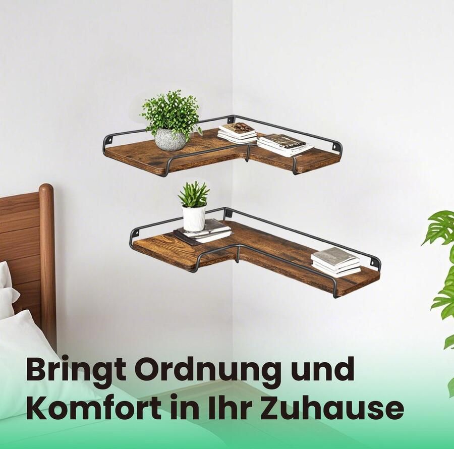 Songmics Hoekplank – L-vormig – Set van 2 – Wandplanken – Slimme Wandoplossing