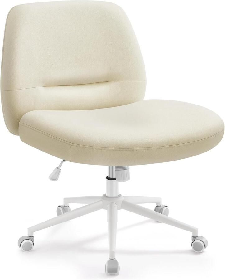 Songmics HOME Bureaustoel OBG047W01 – Draaistoel met breed op maat gemaakt zitvlak modern design – met voet (star-base) in hoogte verstelbaar schommel-functie – voor kantoor of thuiswerkplek – crème wit