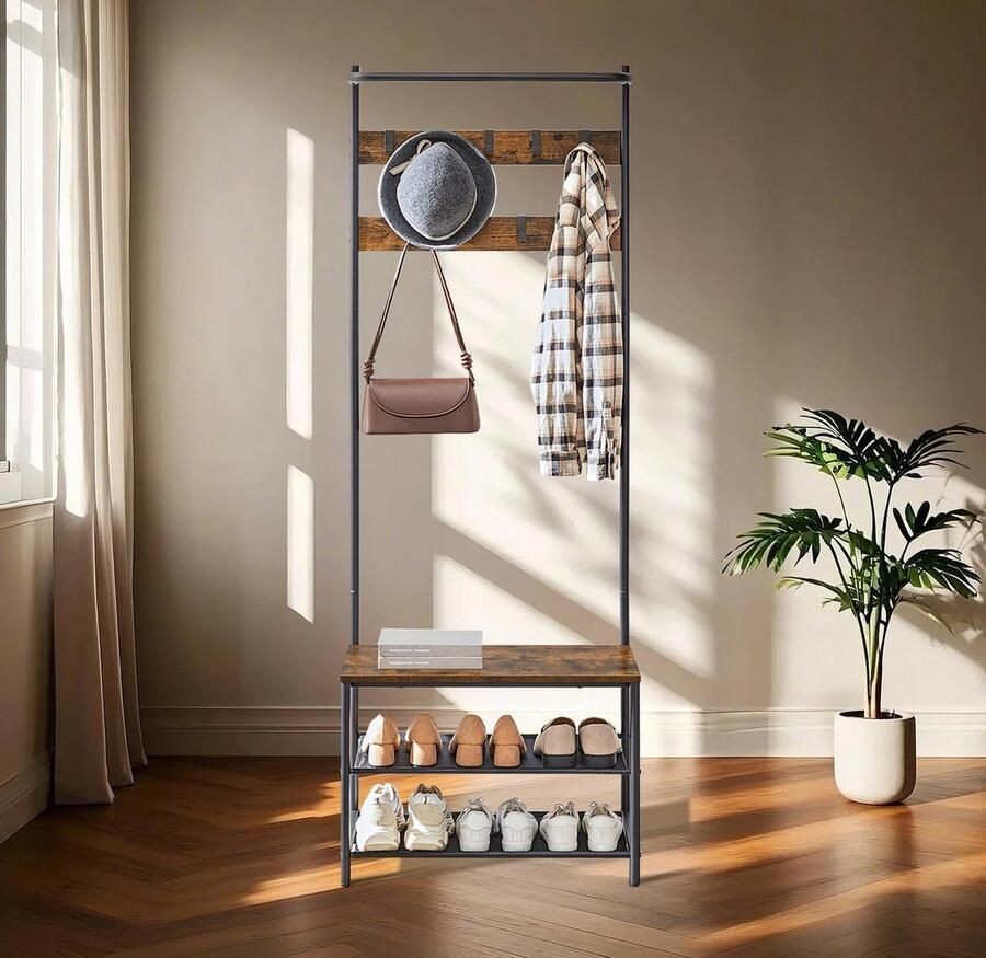 Songmics Kapstok Garderobe Met Schoenenbank En Kledingrek – 3-in-1 Oplossing