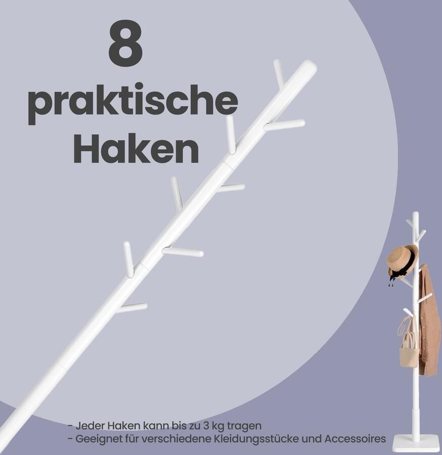 Songmics Kapstok – Massief Houten – Jasrek – Boomvorm – Natuurlijke Look