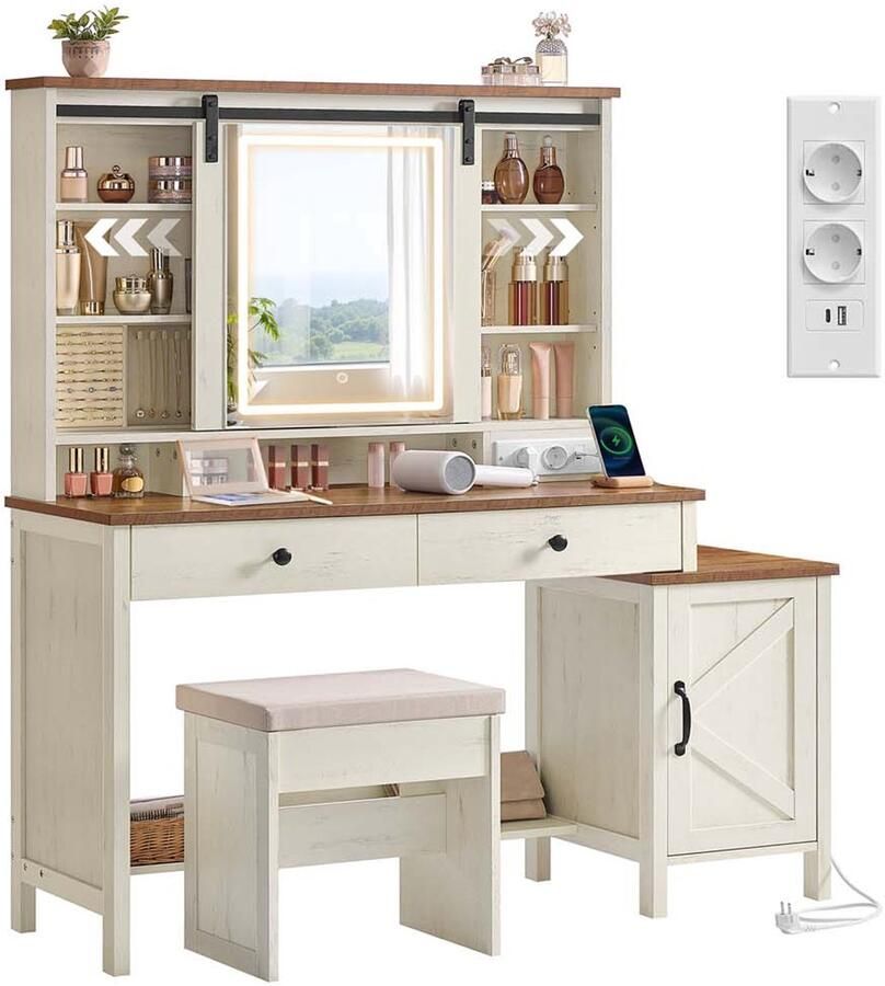 Songmics Kaptafel Met Spiegelverlichting & Lades