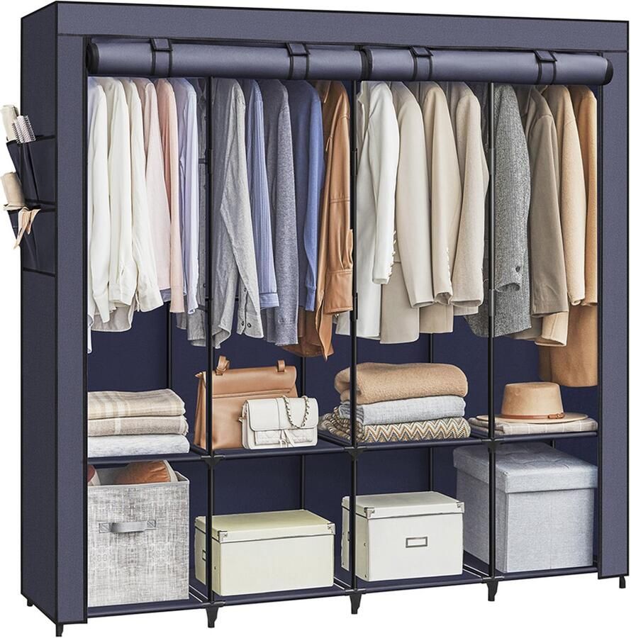 Songmics Kast – Stoffen – 45 x 170 x 167 cm – Donkerblauw – Ruime Kledingkast