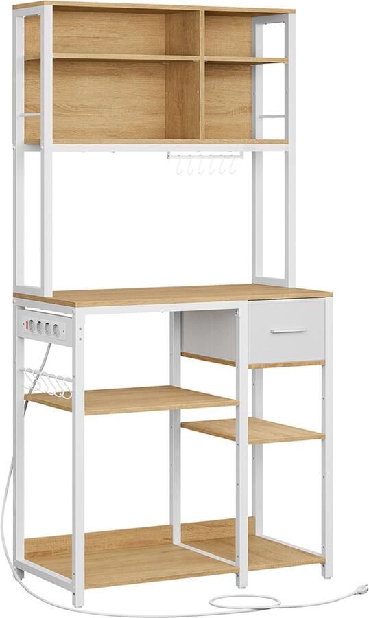 Songmics Keukenplank – 40 x 80 x 180 4 cm – Goud Eiken-Wolkenwit