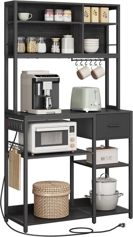 Songmics Keukenplank – Met Stopcontacten en Stoffen Lade – 40 x 100 x 180 4 cm – Extra Opslag