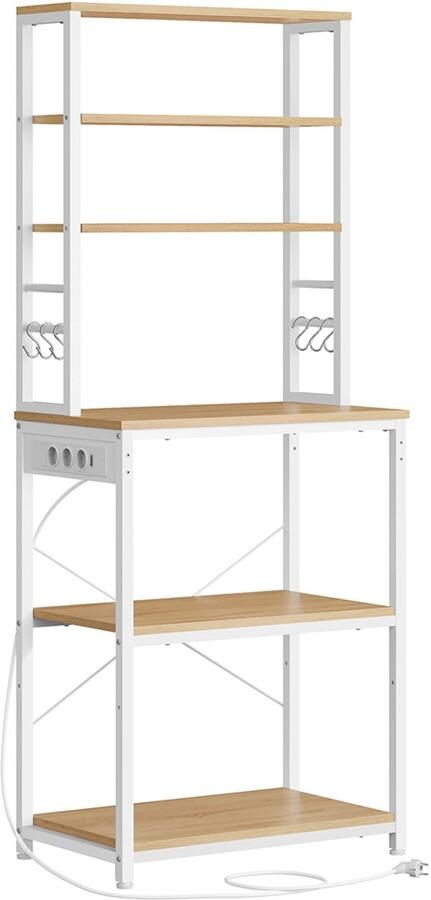 Songmics Keukenplank – Met Stopcontacten – Goud Eiken-Wolkenwit – Slimme Oplossing