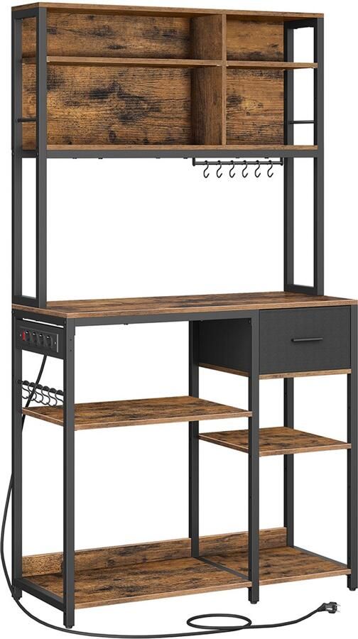 Songmics Keukenplank – Met Stopcontacten – Met Stoffen Lade – 40 x 100 x 180 4 cm