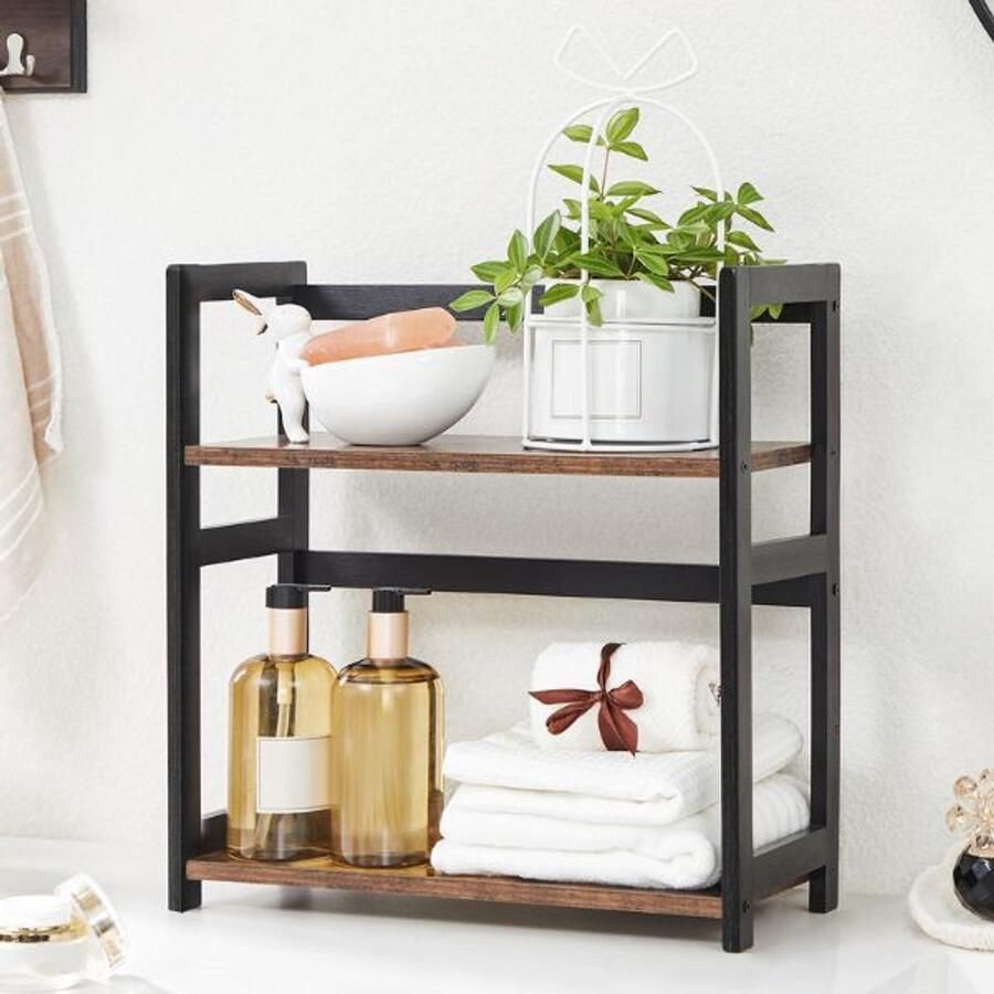 Songmics Keukenrek Drinkwater 42 x 18 x 43 cm Bruin-zwart