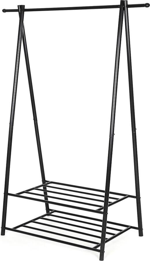 Songmics Kledingrek Chroom met schoenenrek 87 5 x 155 x 41 cm Laadvermogen 20 kg Zwart