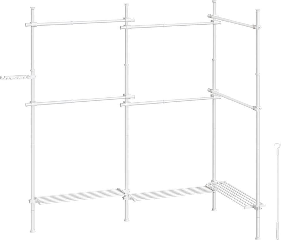 Songmics kledingrek kledingkast breedte en hoogte verstelbaar maximaal 353 cm breed wit