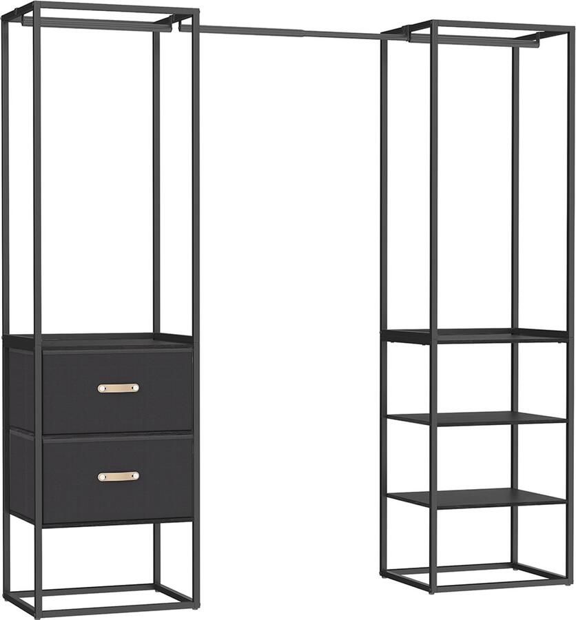 Songmics Kledingrek met 2 Lades Ebbenhout Zwart – Functioneel en Stevig