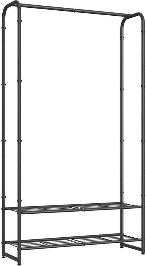 Songmics Kledingrek – Met Planken – 29 x 73 x 158 4 cm – Mat Zwart – Ruimtebesparend