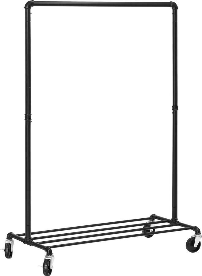 Songmics kledingrek Metaal met 1 kledingstang en plank industrieel ontwerp 49D x 100B x 163H centimeter Laadvermogen tot 90 kg zwart