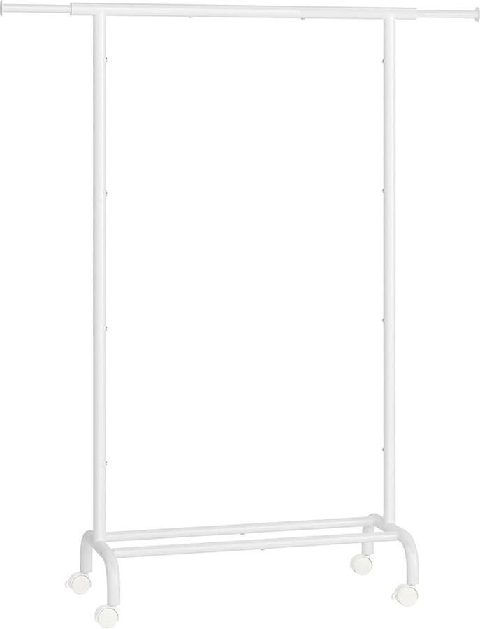 Songmics Kledingrek op wielen uitschuifbare kledingstang stalen buis kapstok verhoogde opbergstang 40 x (83-120) x 156 cm draagvermogen tot 45 kg wolkenwit HSR134W01
