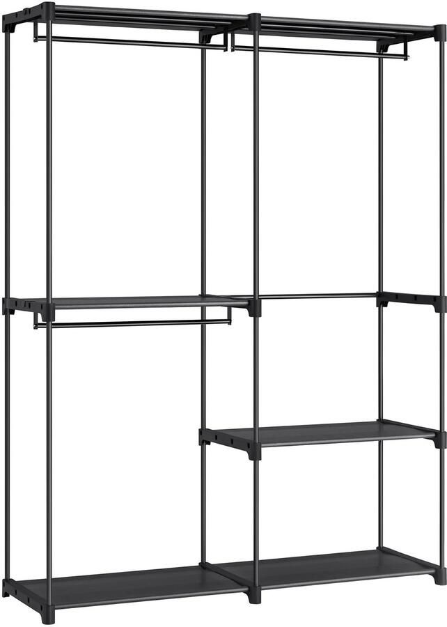 Songmics LiveTastic Kledingrek Open Kledingrek met 3 Hangstangen en Planken Metaal 138 × 43 × 182 cm Vrijstaande Kledingkast