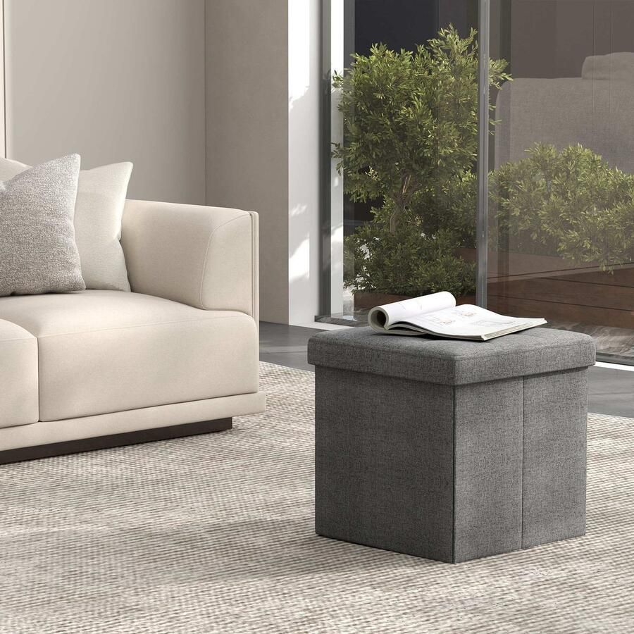 Songmics Kruk – Bank – Met Opbergruimte – 30 x 30 cm – Compacte Zitplek