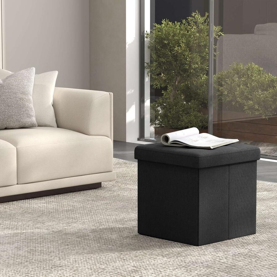 Songmics Kruk – Bank – Met Opbergruimte – 30 x 30 cm – Handig Voor Kleine Ruimtes