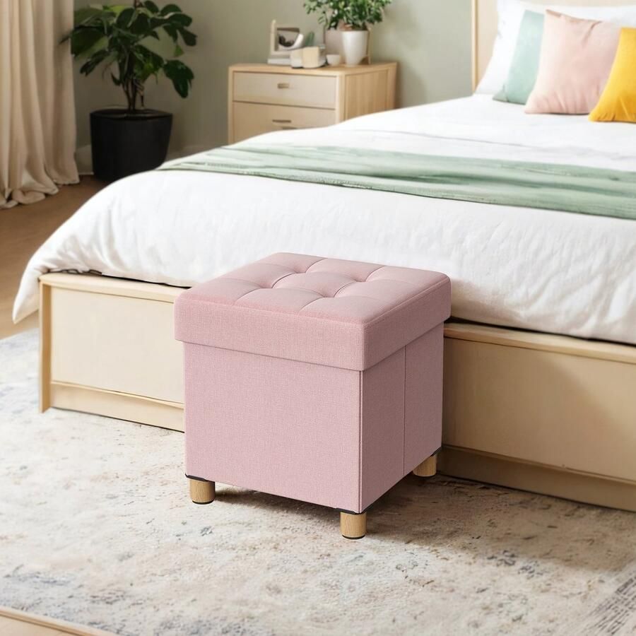 Songmics Kruk – Met Opbergruimte – Klein – Opklapbaar Bankje – 38 cm – Compact Design