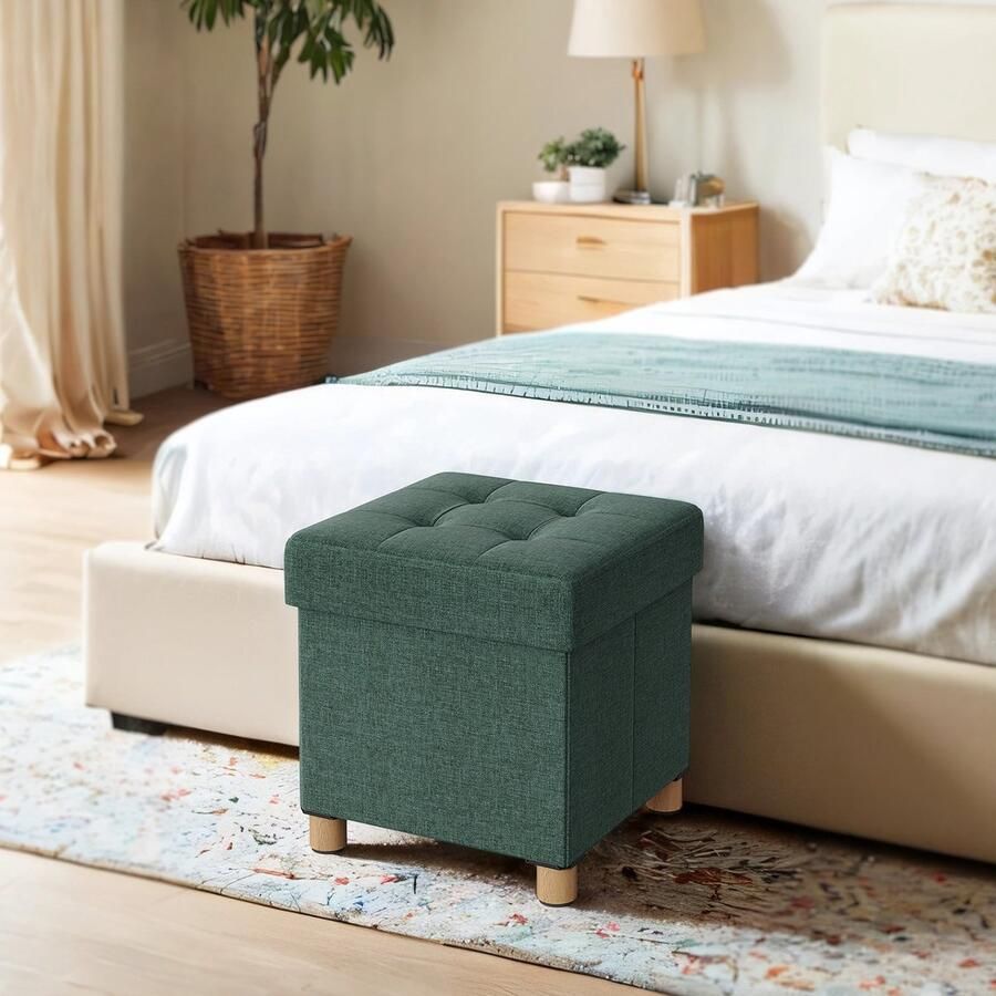 Songmics Kruk – Met Opbergruimte – Klein – Opklapbaar Bankje – 38 cm – Minimalistisch