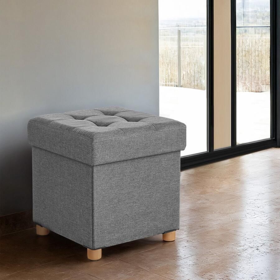 Songmics Kruk – Met Opbergruimte – Klein – Opklapbaar Bankje – 38 x 38 x 40 cm – Licht en Handig