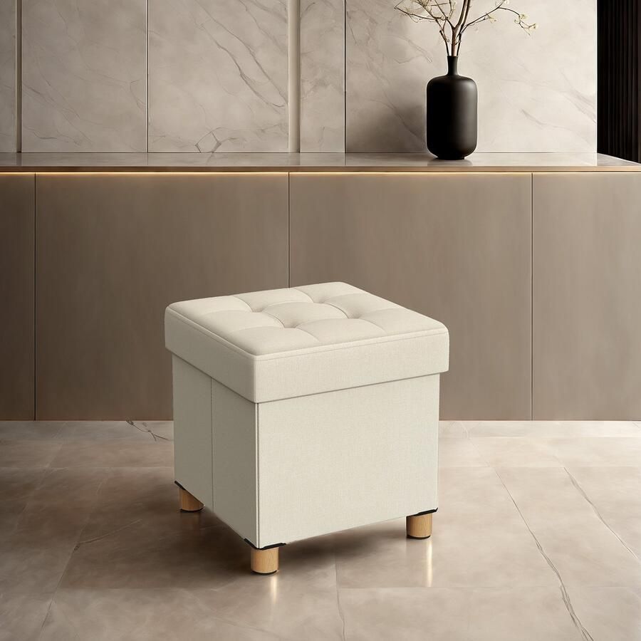 Songmics Kruk – Met Opbergruimte – Klein – Opklapbaar Bankje – 38 x 38 x 40 cm – Ruimtebesparend