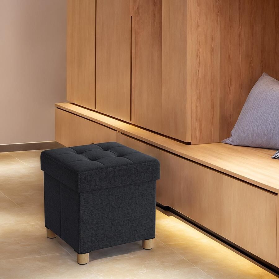 Songmics Kruk – Met Opbergruimte – Klein – Opklapbaar Bankje – 38 x 38 x 40 cm – Veelzijdig