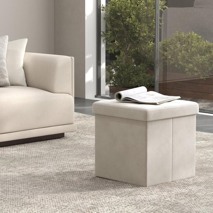 Songmics Kruk – Met Opbergruimte – Kleine Voetenbank – Bankje – Handige Opbergoptie