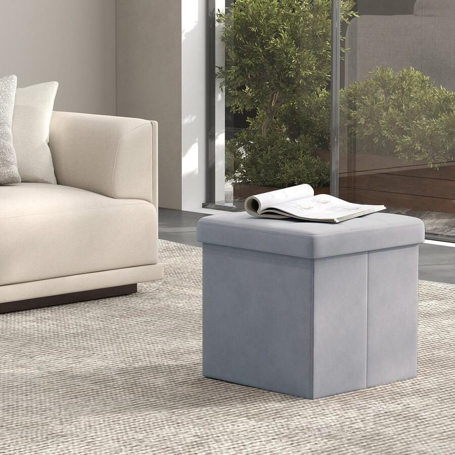 Songmics Kruk – Met Opbergruimte – Kleine Voetenbank – Bankje – Sfeervol