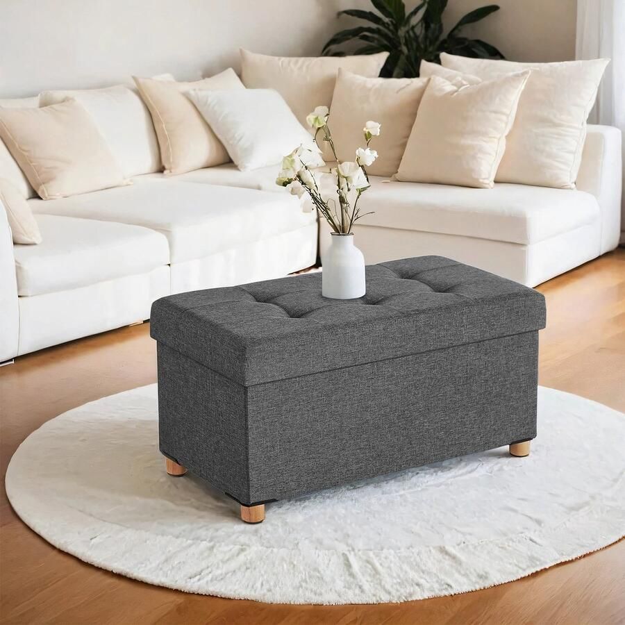 Songmics Kruk – Met Opbergruimte – Opklapbare Bank – Met Poten – Ruimtebesparend